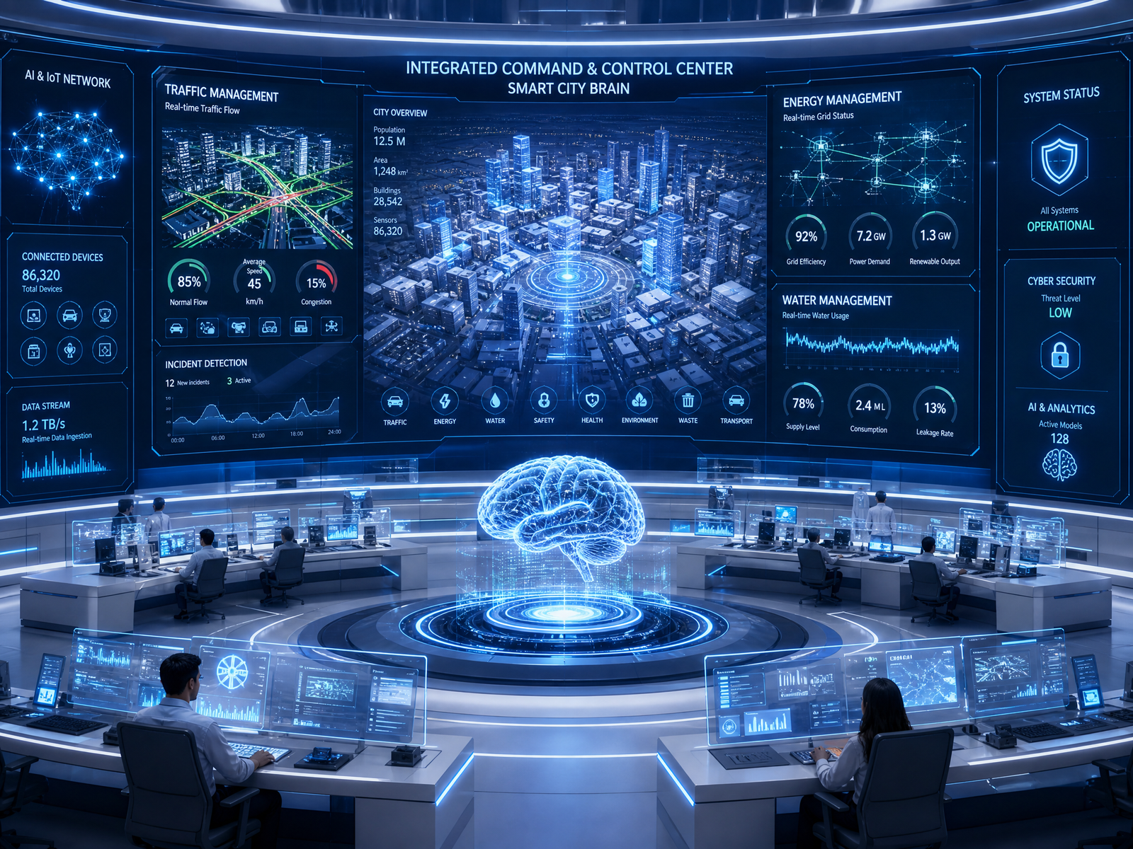 AI Smart City Brain Visualization