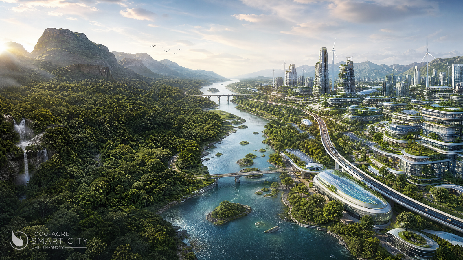 Biophilic Smart City Landscape - Nature Meets Technology